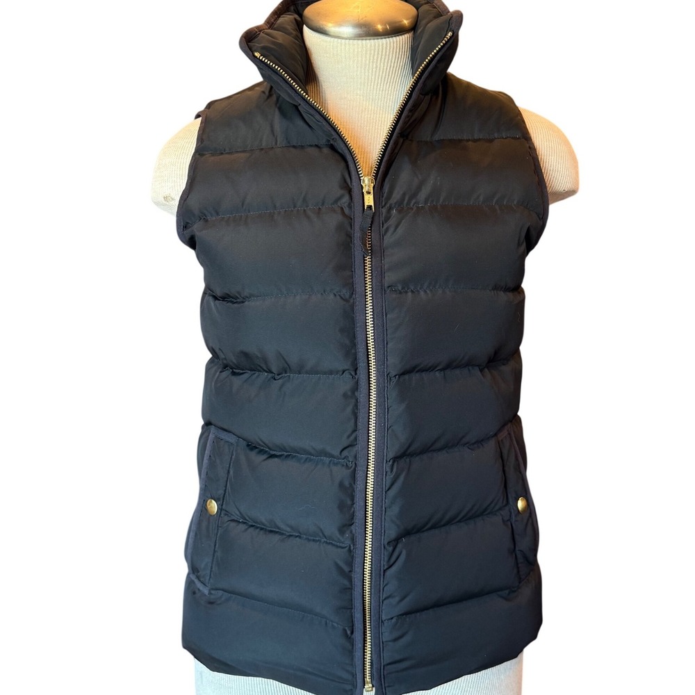 J. Crew Down Puffer Vest Black Women's Size Small Cabincore Fall Vibes